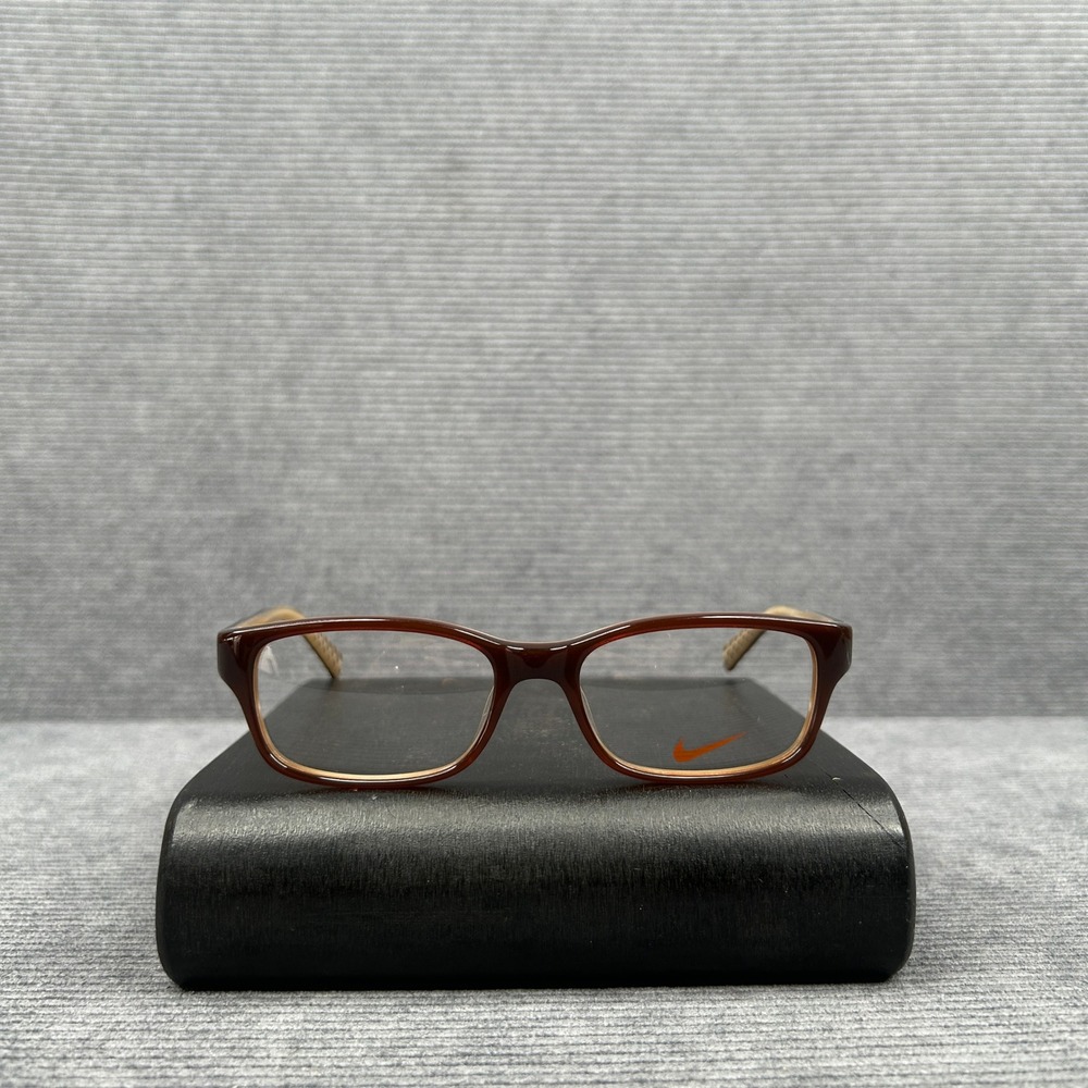 Nike 5513 230 Brown Tan Rectangular Y2k Eyeglasses Frames 48-16-135